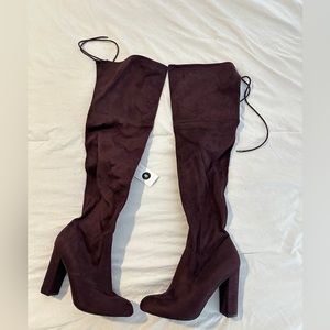 Burgundy Knee High Boots